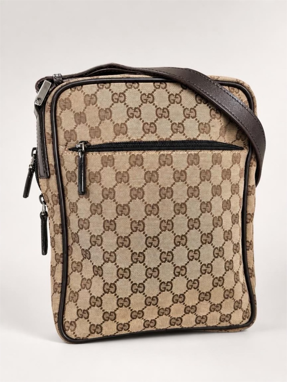 Gucci Beige & Brown GG Canvas Messenger Bag